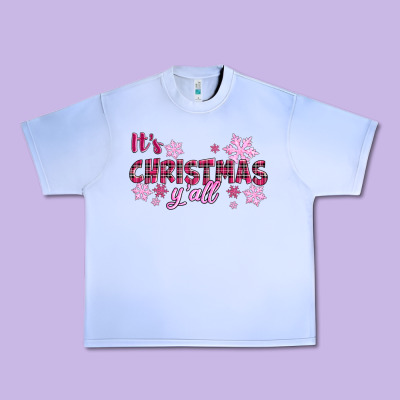 Urban Heavy Tee It's Christmas Y'all Season Pink Christmas