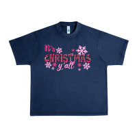 Navy It's Christmas Y'all Season Pink Christmas Urban Heavy Tee - RanaPortraitStore