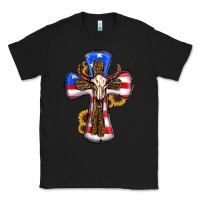 Black american flag cross cow skull sunflowers Classic Tee - RanaPortraitStore