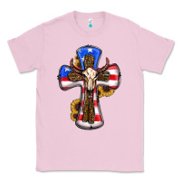 Bubblegum Pink american flag cross cow skull sunflowers Classic Tee - RanaPortraitStore