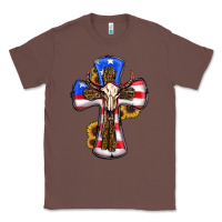 Chestnut american flag cross cow skull sunflowers Classic Tee - RanaPortraitStore