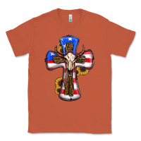 Copper american flag cross cow skull sunflowers Classic Tee - RanaPortraitStore