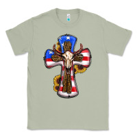 Matcha american flag cross cow skull sunflowers Classic Tee - RanaPortraitStore