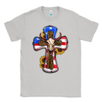 Moon Dust american flag cross cow skull sunflowers Classic Tee - RanaPortraitStore