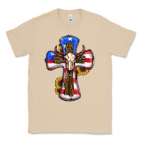 Mushroom american flag cross cow skull sunflowers Classic Tee - RanaPortraitStore