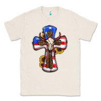 Natural american flag cross cow skull sunflowers Classic Tee - RanaPortraitStore
