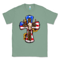 Sage american flag cross cow skull sunflowers Classic Tee - RanaPortraitStore