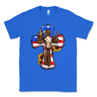 True Royal american flag cross cow skull sunflowers Classic Tee - RanaPortraitStore