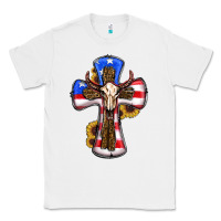White american flag cross cow skull sunflowers Classic Tee - RanaPortraitStore
