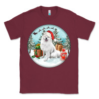 Burgundy Christmas samoyed dog Classic Tee - FaDigitalArtStudio