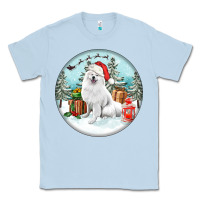 Dusty Blue Christmas samoyed dog Classic Tee - FaDigitalArtStudio