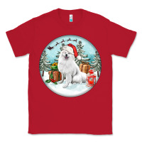 Red Christmas samoyed dog Classic Tee - FaDigitalArtStudio