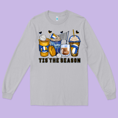Tis' The Season Volleyball Coffee Cups Long Sleeve Tee Designed By Zillion Design Studio
