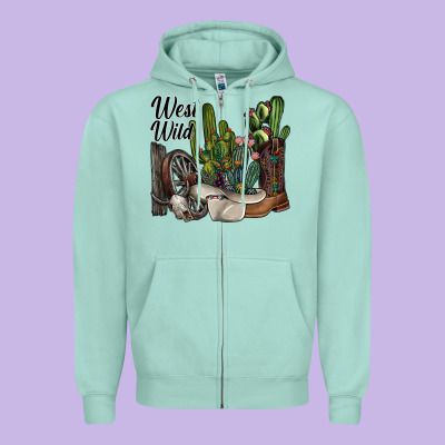West Wild Zipper Hoodie Designed By Sublimationcraftshop