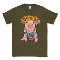 Army Green sunflower pig with gemstone Classic Tee - RanaPortraitStore