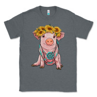 Charcoal Heather sunflower pig with gemstone Classic Tee - RanaPortraitStore