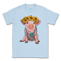 Dusty Blue sunflower pig with gemstone Classic Tee - RanaPortraitStore
