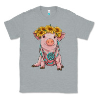 Heather Grey sunflower pig with gemstone Classic Tee - RanaPortraitStore