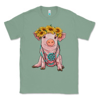 Sage sunflower pig with gemstone Classic Tee - RanaPortraitStore
