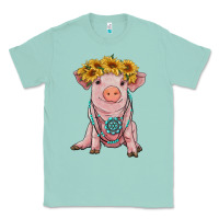 Seafoam sunflower pig with gemstone Classic Tee - RanaPortraitStore