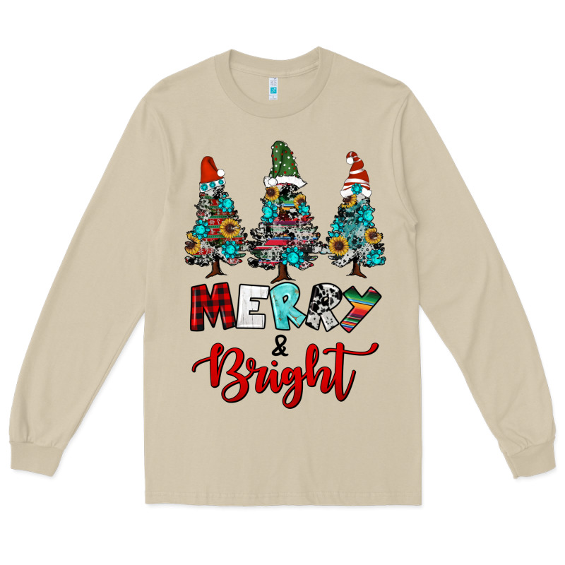 Western Trees Merry And Bright Christmas Long Sleeve Tee by RanaPortraitStore | Teevron