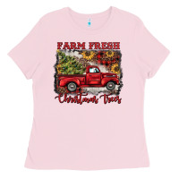 Bubblegum Pink farm fresh christmas trees Ladies Tee - BarkalooDesign