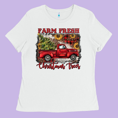Farm Fresh Christmas Trees Ladies Tee Designed By Barkaloodesign