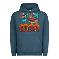 Pigment Midnight Navy chillin and grilling Urban Hoodie - MaliasSmallBusiness