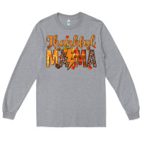 Heather Grey thankful mama Long Sleeve Tee - texasbilliewilder