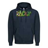 Navy Love horseshoe St. Patrick's Day Zipper Hoodie - Neo Western