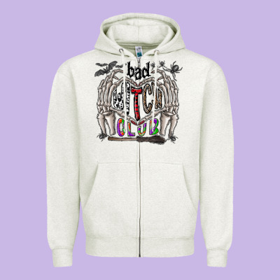 Bad Witch Club Zipper Hoodie Designed By Cowhidedigitalart
