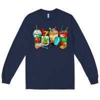 Navy teacher coffee cups Long Sleeve Tee - Zillion Design Studio