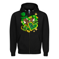 Black St. Patrick's Day lucky heart Zipper Hoodie - Neo Western