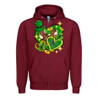 Burgundy St. Patrick's Day lucky heart Zipper Hoodie - Neo Western