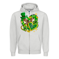 Dove Grey St. Patrick's Day lucky heart Zipper Hoodie - Neo Western