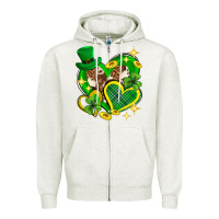 Oatmeal Heather St. Patrick's Day lucky heart Zipper Hoodie - Neo Western