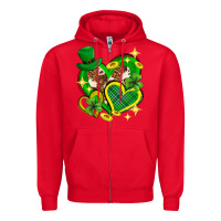 Red St. Patrick's Day lucky heart Zipper Hoodie - Neo Western