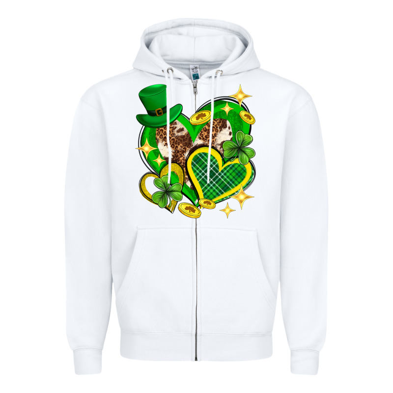 St. Patrick's Day Lucky Heart Zipper Hoodie by Neo Western | Teevron