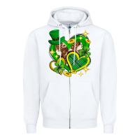 White St. Patrick's Day lucky heart Zipper Hoodie - Neo Western
