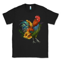 Black rooster with sunflowers Classic Tee - RanaPortraitStore