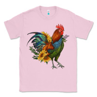 Bubblegum Pink rooster with sunflowers Classic Tee - RanaPortraitStore
