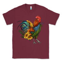 Burgundy rooster with sunflowers Classic Tee - RanaPortraitStore
