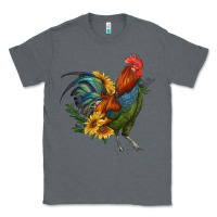 Charcoal Heather rooster with sunflowers Classic Tee - RanaPortraitStore