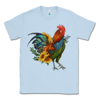 Dusty Blue rooster with sunflowers Classic Tee - RanaPortraitStore