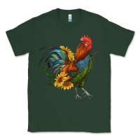 Sports Green rooster with sunflowers Classic Tee - RanaPortraitStore