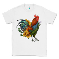 White rooster with sunflowers Classic Tee - RanaPortraitStore