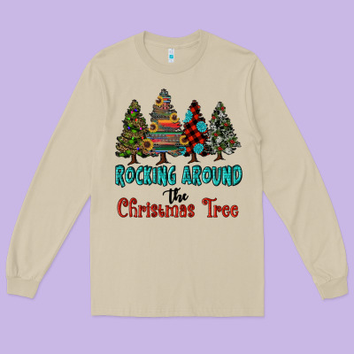 Rocking Around The Christmas Tree, Rocking, Around The, Christmas Tree Long Sleeve Tee Designed By Ranaportraitstore