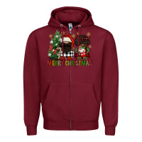 Burgundy merry christmas buffalo afro gnomies Zipper Hoodie - FaDigitalArtStudio