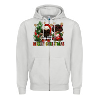 Dove Grey merry christmas buffalo afro gnomies Zipper Hoodie - FaDigitalArtStudio