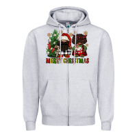Heather Grey merry christmas buffalo afro gnomies Zipper Hoodie - FaDigitalArtStudio